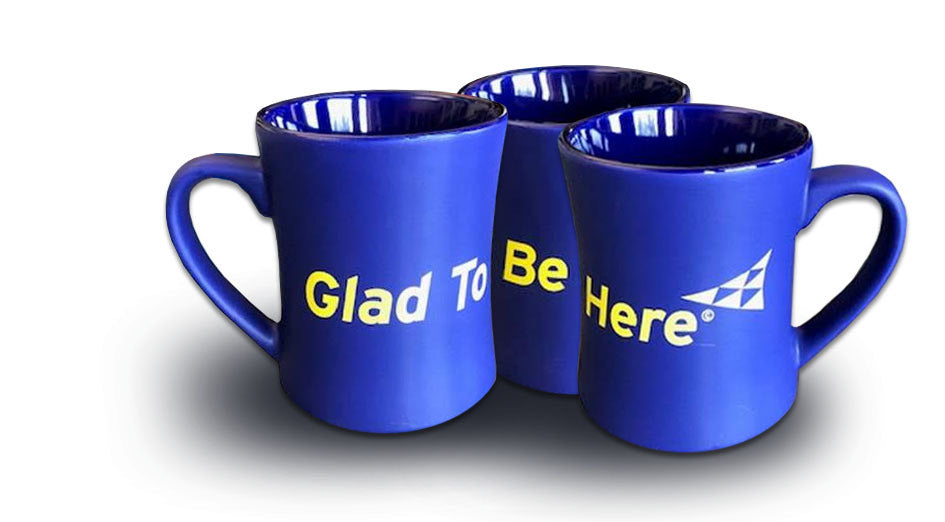 Glad To Be Here Coffee Mug- Blue